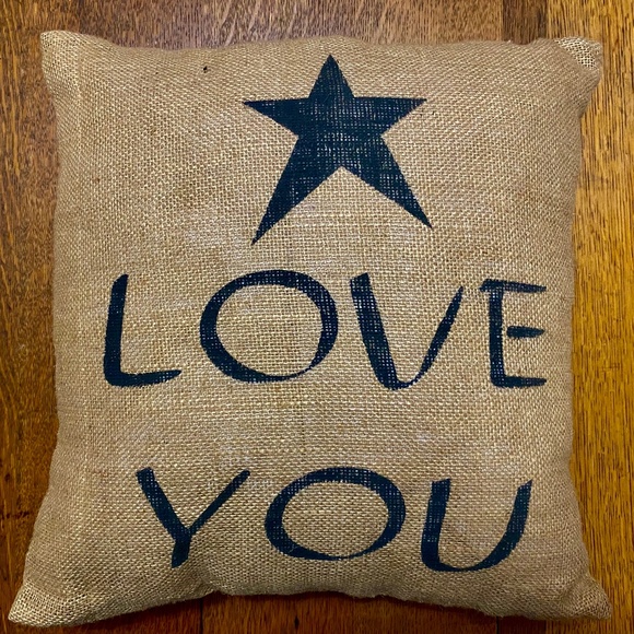 Other - Burlap "Love You" Pillow With Star
